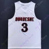 Mitch 2020 Novo NCAA Duq Duquesne Dukes Jerseys 3 F. Hughes Basketball Jersey College White All Stitched Size Youth Adult
