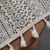 Curtain Boho Chic Crochet Geometry Knitted Window Curtains Farmhouse Retro Beige Drape Simi Sheer For Bedroom Living Room TJ7036