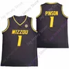 Mitch 2020 Ny NCAA Missouri Tigers Jerseys 1 Xavier Pinson College Basketball Jersey Black Size Youth Adult