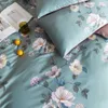 Bedding sets Papa Mima Blue Grey Pastoral Floral Egyptian Cotton Bedding Set Queen King Size Duvet Cover Set Fitted Sheet Pillowcase 220924