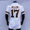 Mitch 2021 New NCAA College 와이오밍 저지 17 Josh Allen 커피 화이트 사이즈 S-3XL 성인 청소년 모두 스티치 자수