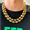 9mm 18-32 tum Golden Coffee Beans Link Chain Halsband för Mens Women rostfritt stål smycken