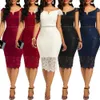 Casual Dresses Sexy Bodycon Evening Party Women Sexy Off Shoulder V Neck Hollow Lace Midi Dress Short Sleeve Dress Ladies Elegant Dress Office Y2209