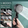 Pommeaux de douche de salle de bain 5 modes d'économie d'eau noir réglable haute pression Onekey Stop Massage pour 220922