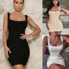 Casual jurken dames bodycon gebreide mouwloze slanke solide kleur elegante korte mini jurk avondjurk sundress y2209