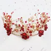 Cabeças de cabeça Coroa de casamento Coroa de casamento Red Faixa de cabeça Senxian Hair Accessories Dress Chinese