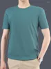 Polos pour hommes été coton mercerisé col rond à manches courtes T-Shirt pour hommes couleur unie décontracté affaires haut sans fer