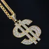 Män aolly dollar tecken inlagd diamant hänge guld halsband 2022 populära europeiska amerikanska överdrivna hip-hop personlighet kvinnor trendiga klädtillbehör