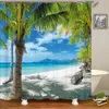 Rideaux de douche 3d plage paysage mer océan méditerranéen salle de bain tissu imperméable décoration 180 240cm bain 220922