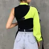 Women's Tanks Women Sexy One Shoulder Reflective Crop Tops Choker Adjustable Buckle Cover Up Irregular Cutout Vest Shrugs Clubwear