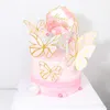 Partyzubehör „Alles Gute zum Geburtstag“-Kuchenaufsatz zum Dekorieren von Pappe, Babyparty, handgefertigt, bemalt, rosa, lila, Schmetterling, Hochzeit
