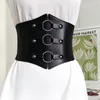 Belts Sexy Corset Wide Pu Leather Cummerbunds for Women Elastic Tight High Waist Slimming Body Shaping Girdle 220923