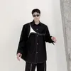 Mäns avslappnade skjortor män blixtlås flik netto kändis streetwear mode show manlig japan koreansk mörk stil lös långärmhet