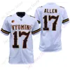 Mitch 2021 nova camisa da NCAA College Wyoming 17 Josh Allen Coffee Size White S-3xl Adulto Juventude Todos Bordados costurados
