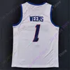 Mitch 2020 New NCAA College DePaul Blue Demons Maillots 1 Romeo Weems Basketball Jersey Blanc Tous Cousus Taille Hommes Jeunesse Adulte