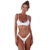 Costumi da bagno da donna Colori solidi Perizoma Bikini brasiliani Costumi da bagno sexy da 2 pezzi Costume da bagno donna taglie forti Costume da bagno bikini semplice Costume da bagno push up a vita bassa