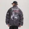 Herren Daunenparkas Hip Hop Jacke Parka Hurt Bear Print Männer Winter Oversize Windjacke Streetwear Harajuku Gepolsterter Mantel Warm Outwear Hipster 220924