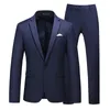 Blazer de 17 colores con pantalones para hombre, traje Social de boda para graduación, esmoquin a la moda para hombre, trajes de oficina de negocios ajustados formales, conjunto de 2 uds 6XL-M