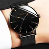 Montre-bracelets 2022 Minimaliste Fashion masculine Ultra Thin Watches Men Implice Business en acier inoxydable Belon Quartz Watch Relogio Masculino