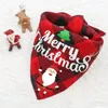 Abbigliamento per cani Natale Classico Plaid Pet Bandana Sciarpa Bavaglini Fazzoletto Merry XMAS Babbo Natale Pupazzo di neve Stampa Animali Cotone Rosso Verde Decorazioni natalizie SN4904