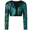 Giacche da donna Scintillanti Donne sexy Cardigan con paillettes Cappotto Giacca a maniche lunghe Corta Bolero Coprispalle Clubwear Costumi vintage per feste