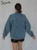 Women's Jackets Syiwidii Denim Jacket for Clothes Oversized Jeans Coat Korean Coats Spring Fall Blue Outwear 220924