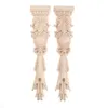 Figurines décoratives 2pcs 3D Piliers en bois en relief Sculpté Décalque Coin Onlay Post Forme Applique Cadre Porte Meubles Mur Non Peint Maison