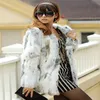 Dames s fur faux harppihop echte boerderij konijn jas vrouwen gestreepte jas luxe parka's bruiloft 70 cm 220926