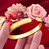 Pulseras de lujo 14k oro Original pulsera abierta para mujer fiesta alta calidad no se decolora 14 K joyería brazaletes Bijoux Femme