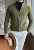 سترات الرجال البريطانية على الطراز البريطاني Cardigan Men Coats Fashion 2022 Long Sleeve O-Deace Sweater Clothing All Match Slim Fit Pult Home Homme 3XL