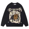 Męskie swetry streetwearu Retro Harajuku Cartoon Portret list wydrukowany Jumper Oversiased Oneck Pullover Unisex 220923