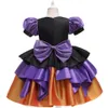 Ocasões especiais Halloween 2-10 anos Menina de bebê Vestido de bruxa de bruxa natal Princesa Kids Cosplay Costume Bat Pumpkin Bag Hat 220922