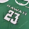 Mitch 2021 New NCAA College Hawaii Maillots 23 Maillot de basket-ball anglais Vert Taille Jeunesse Adulte Tout cousu