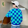 Kroper Sonbahar Sweatshirt Erkek Çocuklar için Sıradan Uzun Kollu Sokak Giyim Üst Pamuk Moda Serin Ekose Baskı Koreli Çocuklar 220924