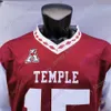 Mitch 2020 New NCAA Temple Owls maglie 15 Anthony Russo College Football Jersey rosso taglia gioventù adulto tutto cucito