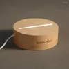 Night Lights Acrylic 3D LED Lamp Base Set Light Stand Solid Wood Round Table Bedside Decorative