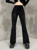Women's Pants Capris InsGoth Retro Gothic Print Black Goth Harajuku High Waist Flared Aesthetic Punk Women Trousers 220922