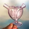 Protbale 3inches Smoking Accessories Pink Heart Joint Head Glass Water Bong Oils Hookahs Mini Smoking Pipe Bubbler 3 Inch Dabber