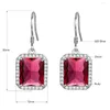 Dangle Earrings High Quality Ruby For Woman 925 Sterling Silver Rectangle White Gold Plated Party Banquet Trend Luxury Jewelry