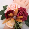 زهور الزخارف وصيفات الشرف لؤلؤة كبيرة معصم زهرة المحاكاة الزفاف العروس المصنوعة يدويًا