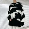 Herentruien Zazomde Herfst Winter Men Sweater Zwart Wit Block Jacquard Streetwear Men Tie Dye Casual pullover Harajuku High Street Top 220926