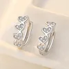 Stud Earrings 925 Sterling Silver Crystal Heart Charm For Women Girl Elegant Party Jewelry Prevent Allergy Wedding Gift