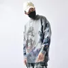 Herentruien Hip Hop Men Herfstpaar gebreide jumper anime Beijing Opera Gedrukte vintage pullovers Harajuku Gray 220927