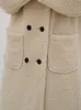 Dames Trenchcoats Lautaro Winter Lange Warme Dikke Omkeerbare Faux Schapenvacht Jas Dames Zakken Double Breasted Luxe Designer Europese Mode 220926