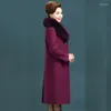 Women's Wool Elegant Mother Women Autumn Winter Woolen Coat Middle-aged Lady Wide Noble Trench Coats Plus Size Casual Overcoat F201