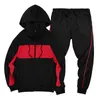 Nieuwe mannen tracksuit casual outfit set herfst mannelijke jassen jassen tweewaardig sets fleece streetwear sportpak patchwork