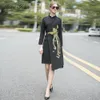Casual jurken moaayina modeontwerper jurk lente herfst damesjurk stand kraag borduurwerk elegante asymmetrische 220923