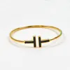 Home Double bangle gold and silver bracelet 925 Sterling Plated 18k Rose Gold Bracelets T-shaped Open Spring Adjustable236O