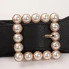 Pasy elastyczny pasek w stylu koreańskim samice sweetek dekoracyjny pasek szerry czarna biała perła inkrustowana dla kobiet