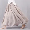 Skirts Women Linen Cotton Long Elastic Waist Pleated Maxi Beach Boho Vintage Summer Faldas Saia 220924